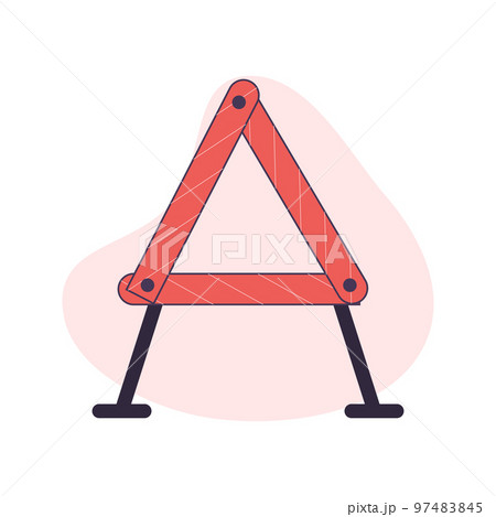 Warning triangle or reflektor flat vector iluustration, isolated on a white background. Road sign, picture of automobile emergency stop sign Warning triangle or reflektor flat vector iluustration, isolated on a white background. Road sign, picture of automobile emergency stop sign 97483845