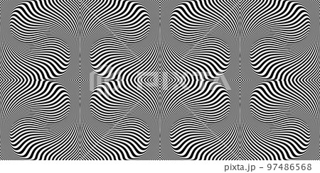 Abstract Seamless Op Art Wavy Lines Pattern. Striped Texture. 97486568