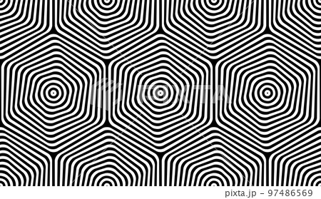 Abstract Seamless Geometric Black and White Hexagons Pattern. 97486569