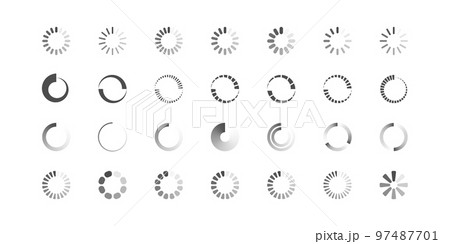 Download sign set. Load icons set. Load system. Data load. Loading bar. Froze computer. Vector stock illustration. Vector illustration. Vector illustration 97487701