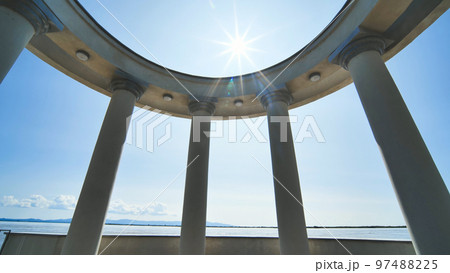 White rotundas in the city near the waterfront. White rotundas in the city near the waterfront. 97488225