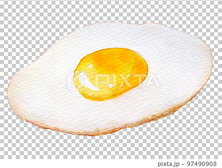 軟煮煎雞蛋水彩插圖 97490908