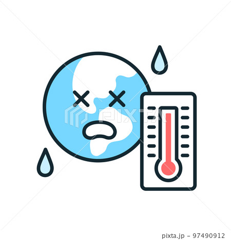 気候変動に苦しむ地球のベクターイラスト素材。 97490912