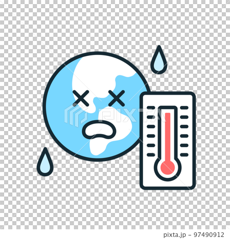 気候変動に苦しむ地球のベクターイラスト素材。 97490912