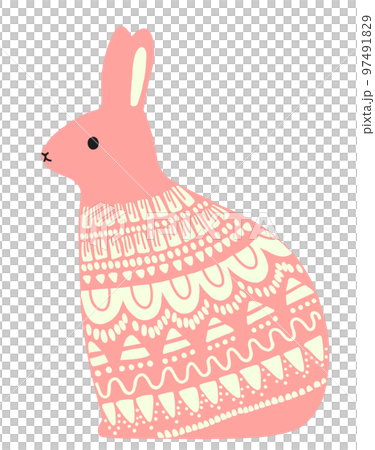 pink rabbit with white geometric pattern 97491829