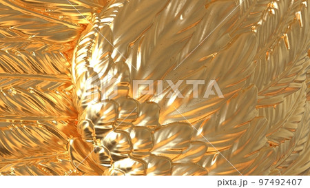 ゴールドのつばさ ブラウンの背景 ゴールドのつばさ ブラウンの背景 97492407