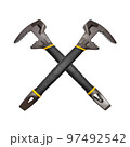 Crosshairs of Demolition hammer, a one-piece forged construction, a multifunctional Prybar Tool for Home Improvement. Black professional instrument isolated. 97492542