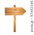 signpost wooden isolated on white. Arrow road sign, empty, wood texture 97492546