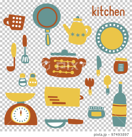 Scandinavian style Illustration material of cute kitchen goods 97493897