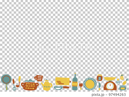 北欧風　かわいいキッチングッズのフレーム背景素材 97494263