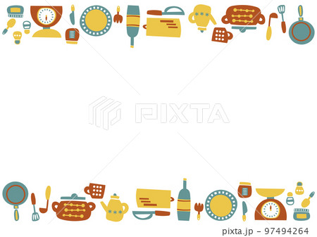 北欧風　かわいいキッチングッズのフレーム背景素材 97494264