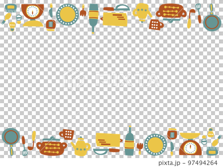 北欧風　かわいいキッチングッズのフレーム背景素材 97494264