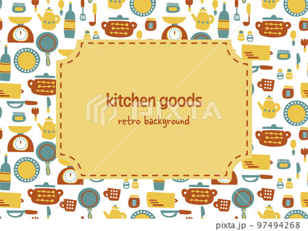 北欧風　かわいいキッチングッズの背景素材　シームレスパターン 97494268