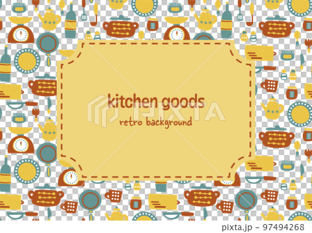 北欧風　かわいいキッチングッズの背景素材　シームレスパターン 97494268
