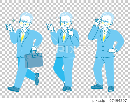 Male illustration set in a suit pointing 97494297