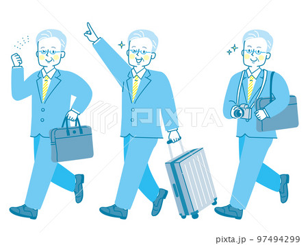 出張するスーツを着た男性のイラストセット 97494299
