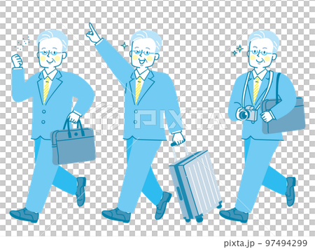 出張するスーツを着た男性のイラストセット 97494299