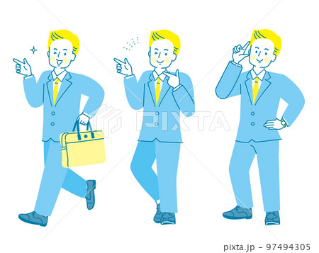 指差しするスーツ姿の男性イラストセット 97494305