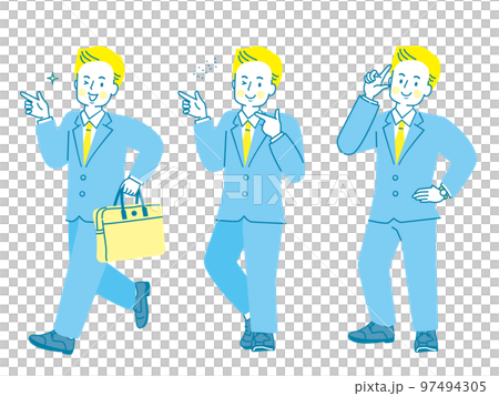 指差しするスーツ姿の男性イラストセット 97494305
