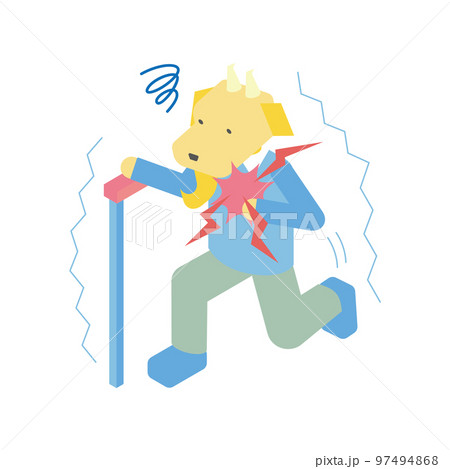 心臓がドキドキしているシニアのヤギのアイソメイラスト 97494868