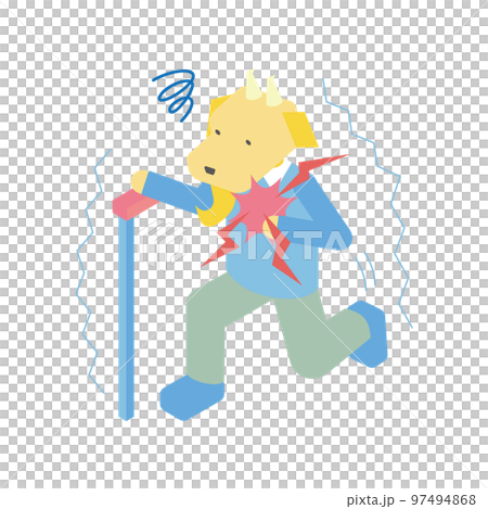 Isometric illustration of a senior goat whose heart is pounding 97494868