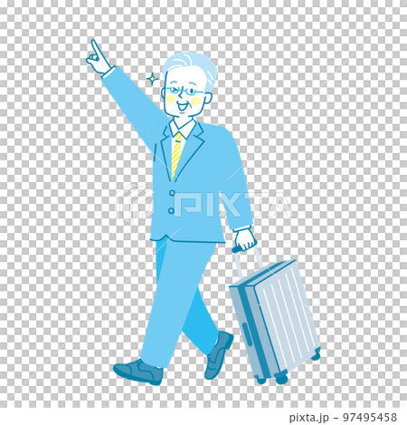 Illustration material of a senior man wearing a suit to go on a business trip 97495458
