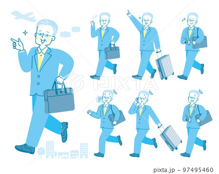出張するスーツを着た男性のイラストセット 97495460