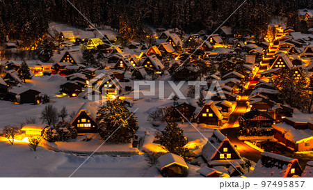 冬の白川郷(夜景) 冬の白川郷(夜景) 97495857