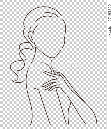 女性の美容イメージ（線画） 97495890