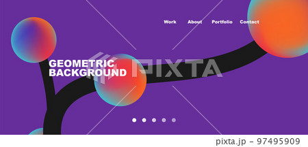 Network concept, line points connections geometric landing page background. 97495909