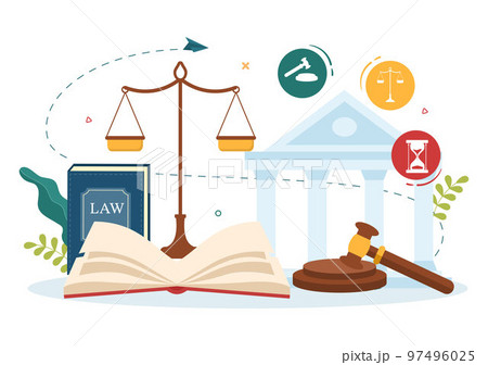 Law Firm Services with Justice, Legal Advice, Judgement and Lawyer Consultant in Flat Cartoon Poster Hand Drawn Templates Illustration Law Firm Services with Justice, Legal Advice, Judgement and Lawyer Consultant in Flat Cartoon Poster Hand Drawn Templates Illustration 97496025