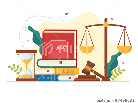 Law Firm Services with Justice, Legal Advice, Judgement and Lawyer Consultant in Flat Cartoon Poster Hand Drawn Templates Illustration 97496033