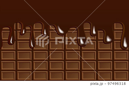 溶けたチョコレートと板チョコ カカオ 溶けたチョコレートと板チョコ カカオ 97496318