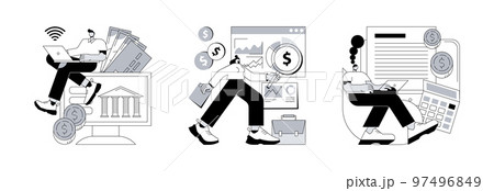 IT accounting system abstract concept vector illustration set. Open banking platform, enterprise accounting, e-invoicing, business financial software, electronic invoice tool abstract metaphor. IT accounting system abstract concept vector illustration set. Open banking platform, enterprise accounting, e-invoicing, business financial software, electronic invoice tool abstract metaphor. 97496849