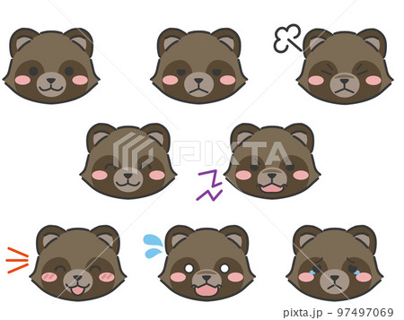 たぬきの表情顔アイコンのイラスト素材 [97497069] - PIXTA