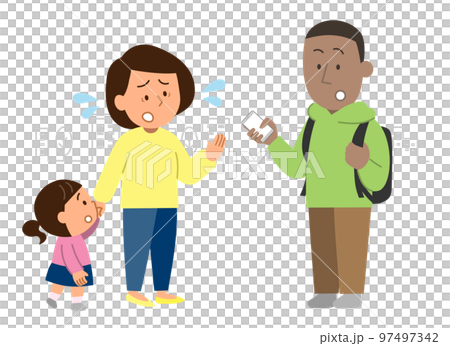 外国人に道を尋ねられて焦っている女性2 外国人に道を尋ねられて焦っている女性2 97497342