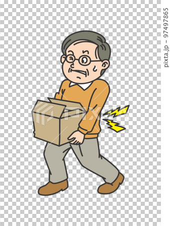 腰が痛い荷物を運ぶシニア男性 97497865