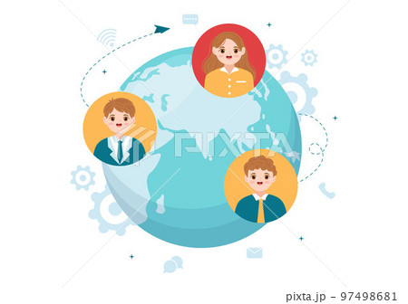 Outsourcing Business with Idea of Teamwork, Company Development, Investment and Project Delegation in Flat Cartoon Hand Drawn Templates Illustration 97498681