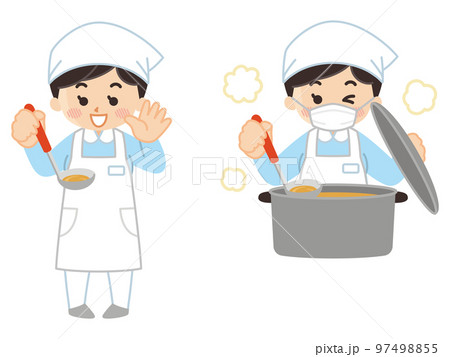 料理を作る調理師の女性 料理を作る調理師の女性 97498855