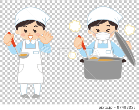 料理を作る調理師の女性 料理を作る調理師の女性 97498855