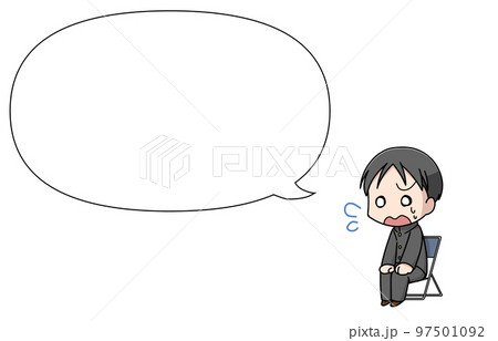 受け答えに戸惑う男子学生・フキダシつき 受け答えに戸惑う男子学生・フキダシつき 97501092