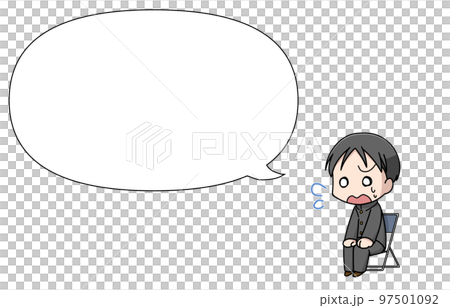 受け答えに戸惑う男子学生・フキダシつき 受け答えに戸惑う男子学生・フキダシつき 97501092