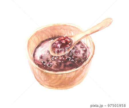 水彩で描いた粒餡のイラスト 水彩で描いた粒餡のイラスト 97501958
