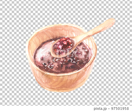 水彩で描いた粒餡のイラスト 水彩で描いた粒餡のイラスト 97501958