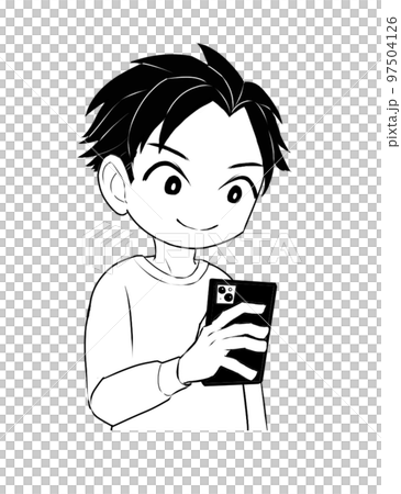 操作智能手機的男人(黑白) 操作智能手機的男人(黑白) 97504126