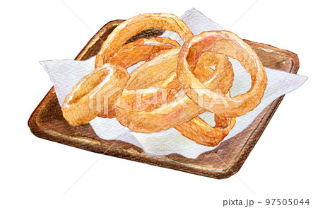 オニオンリング　オニオンリングフライ　水彩イラスト 97505044