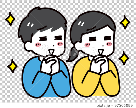 穿著休閒服裝的快樂年輕男女（上身） 97505099