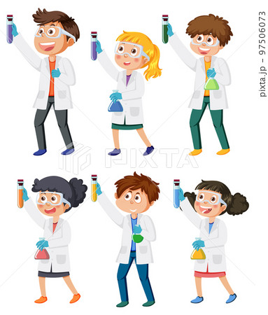 Set of different kids in scientist outfits Set of different kids in scientist outfits 97506073