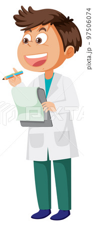 A boy wearing lab coat 97506074