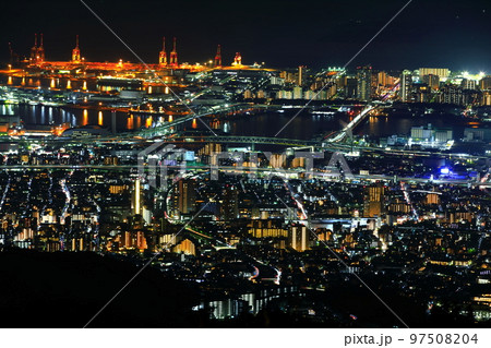 【兵庫県】六甲山から見た神戸の夜景 97508204